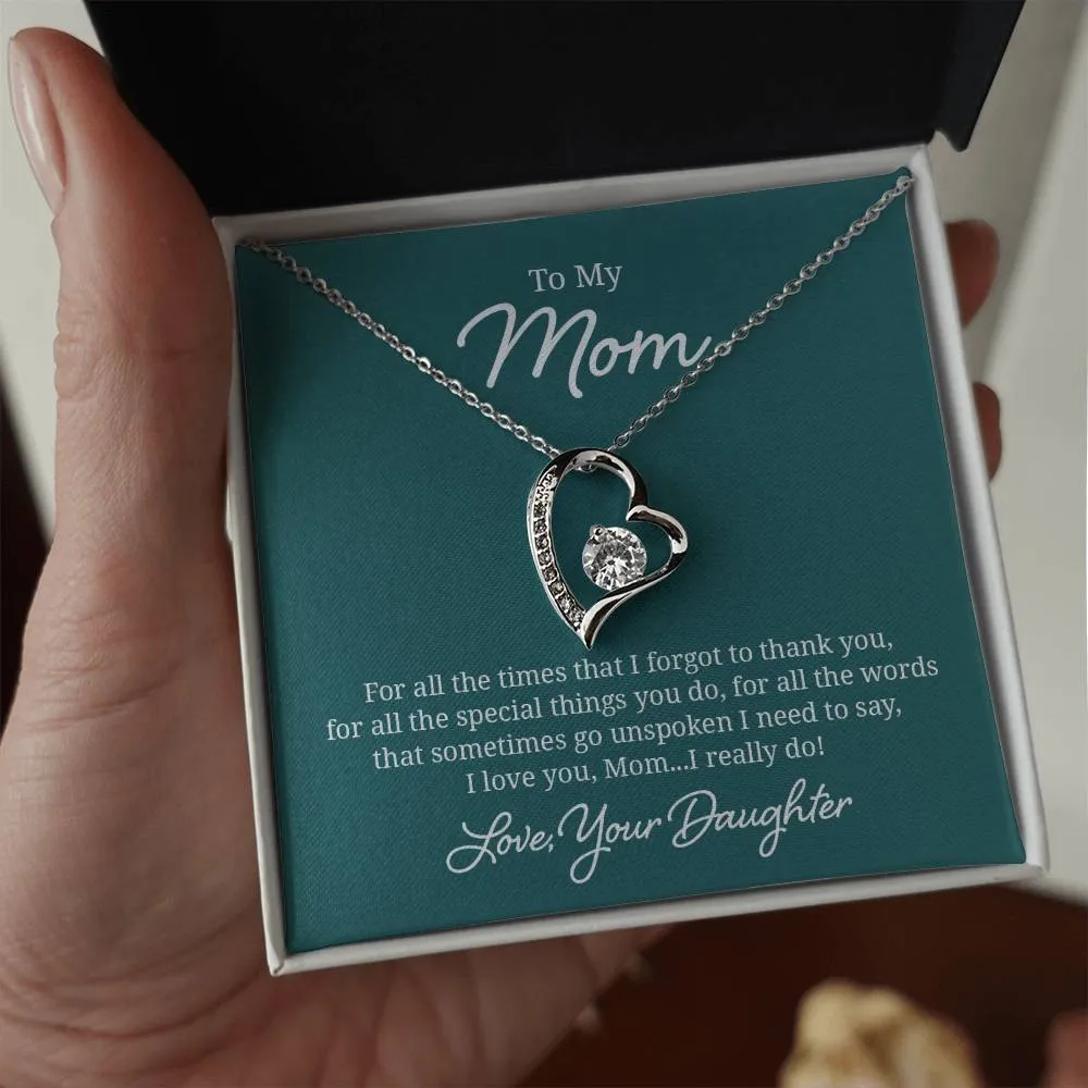 To My Mom Necklace from Daughter, For All the Time, I Love You Mom