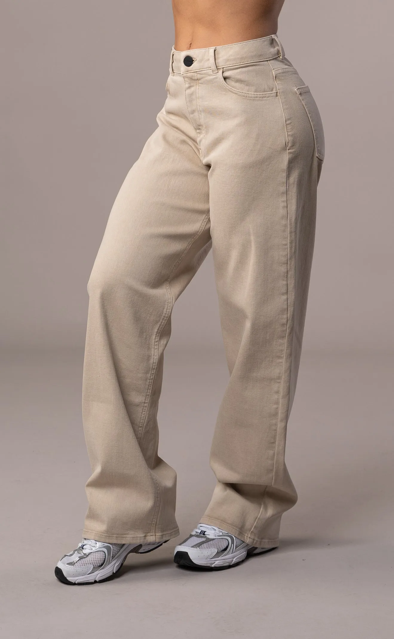 Womens Pastel Baggy Fitjeans - Sand